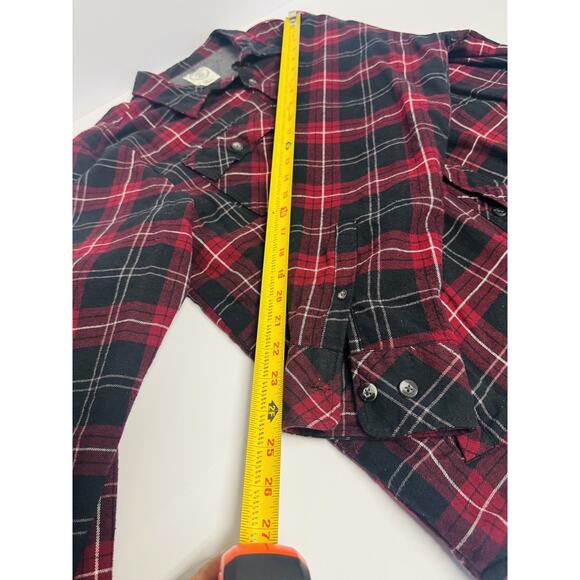 Voyager Shirt Men's Large Flannel Red Black Plaid Button Up Thermal Shacket L - Picture 9 of 10